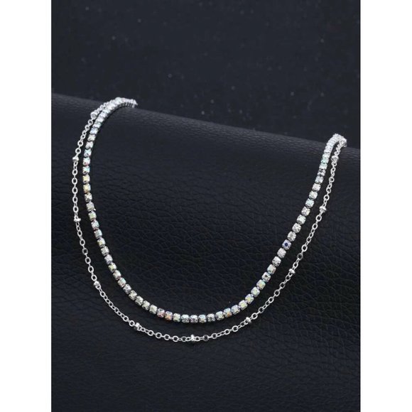 Diamond Silver Layered Anklet - Picture 2 of 3